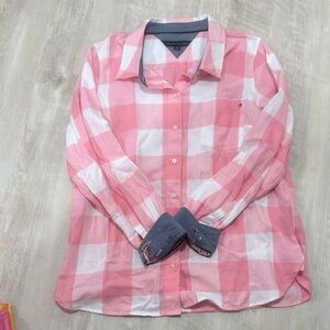 Tommy Hilfiger Pink and White Checkered Shirt